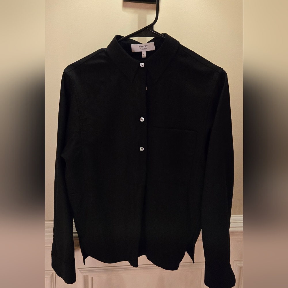Theory Black Collared Shirt